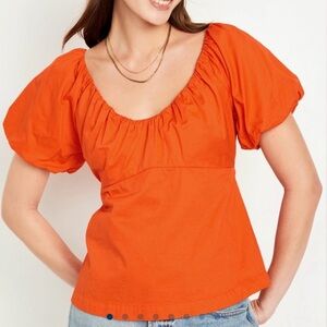 NWT: Waist-Defined Blouse with Puff Sleeves